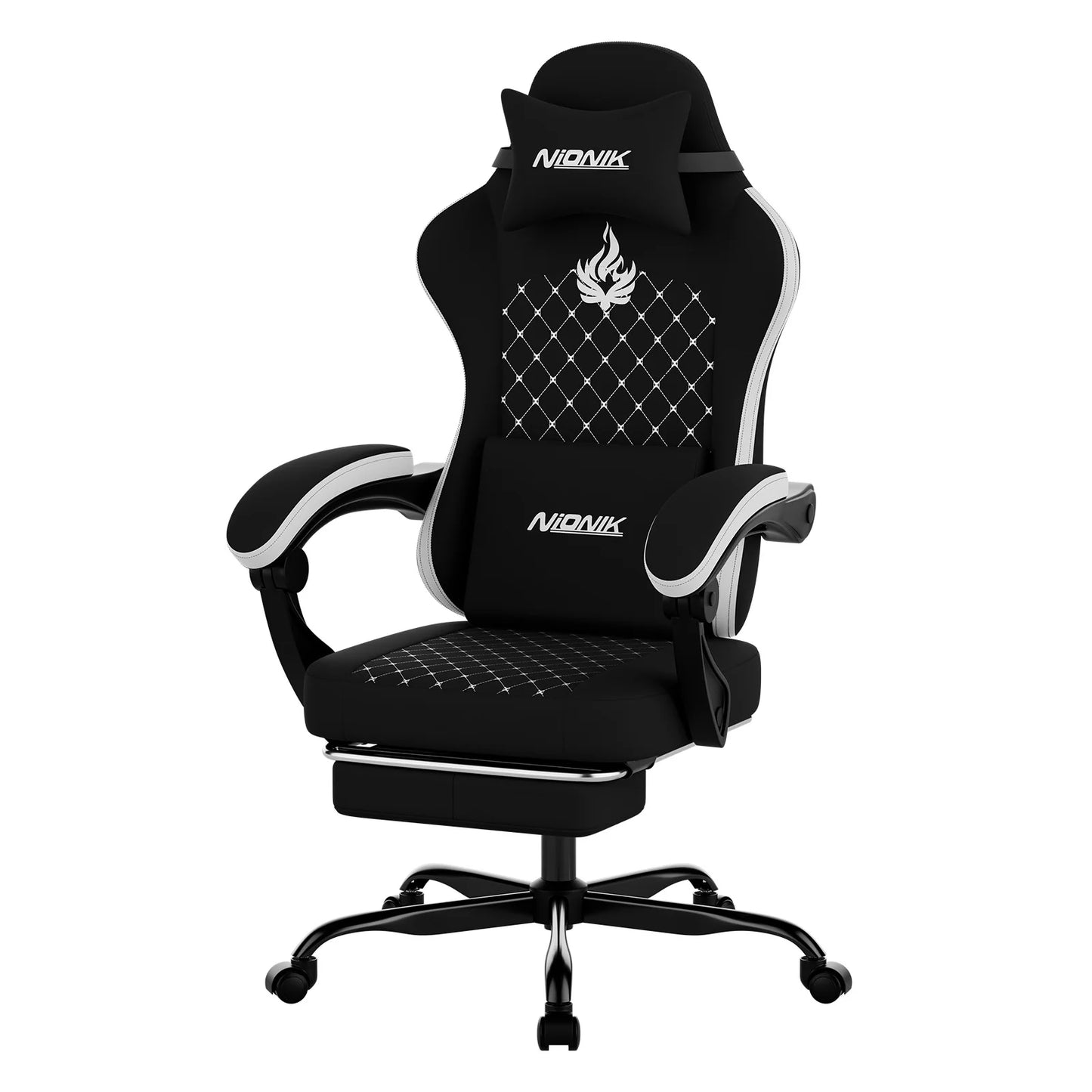 Gaming Chair High Back Ergonomic Office Chair with Footrest, Reclining Computer Gaming Chair, Adjustable Swivel Executive Desk Chair with Lumbar & Headrest Support