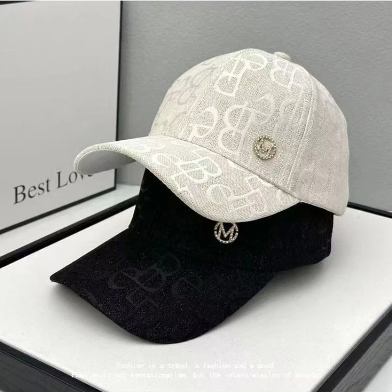 Letter-Printed Baseball Cap Casual and Versatile Baseball Cap Retro Fashion Comfortable Sun Hat for Women