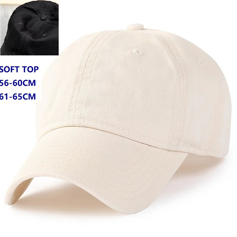Men Women Oversize XXL 100% Cotton Baseball Cap,Large Baseball Hat for Big Heads 56-63cm(23.5"-25.5"),Adjustable Plain Dad Cap