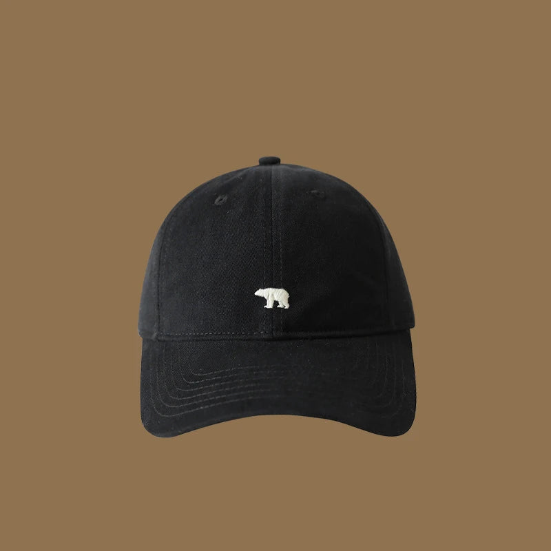 Polar Bear Embroidered Baseball Hats for Men and Women, Wide brims to Show Face, Small Retro Hats, Soft Top Duck Tongue Hats