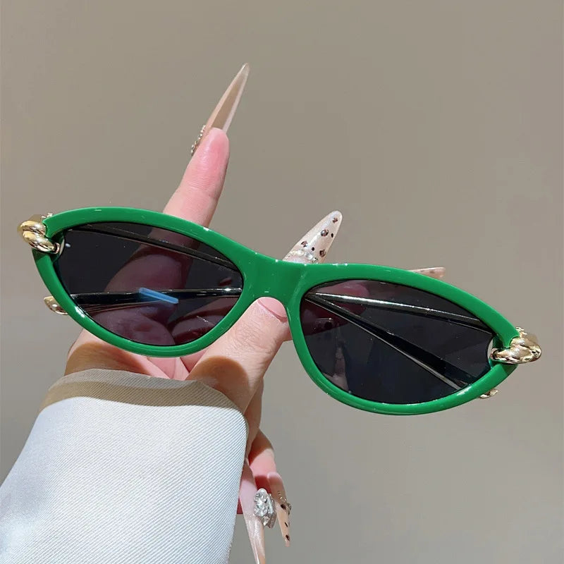 vintage small cat eye sunglasses for women new fashion beige gradient alloy sun glasses ladies elegant driving shades uv400