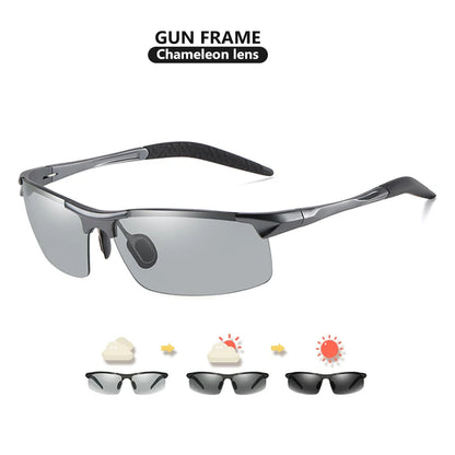 CoolPandas Photochromic Sunglasses Men Polarized Rimless Outdoor Sport Driving Glasses Day Night Chamelon Goggle zonnebril heren