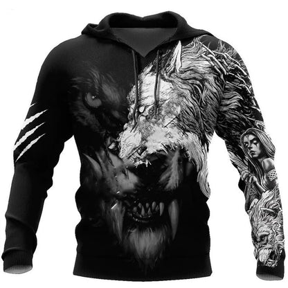 Fashion Herbst Löwe, Wolf Hoodies Weißer Tigerfell-3D-Allover-Print Herren-Sweatshirt Unisex-Pullover Freizeitjacke