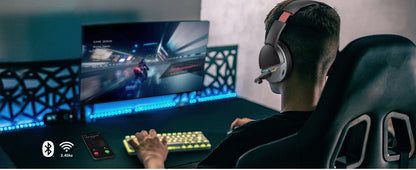Casque de jeu sans fil double NUBWO G08 avec micro, Bluetooth 5.3 sans fil 2,4 GHz, haut-parleurs 50 mm, éclairage RGB léger pour PS5, PS4