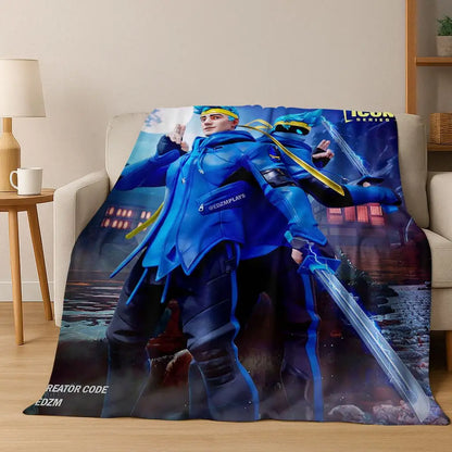 3D F-Fortnite -peliaiheinen sarjakuvatyylinen flanellipeitto, pehmeä ja lämmin torkkupeitto sänkyyn, makuuhuoneeseen, olohuoneeseen, matkalle ja retkeilyyn, lahja lapsille