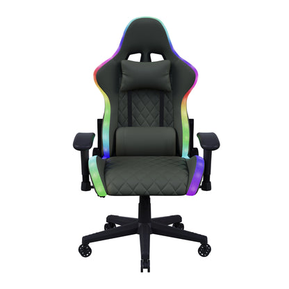 Fangange Gaming Chair with Massage Function, Adjustable backrest,Computer Chair,with ambient light,Lumbar Cushion, Pillow,150 KG