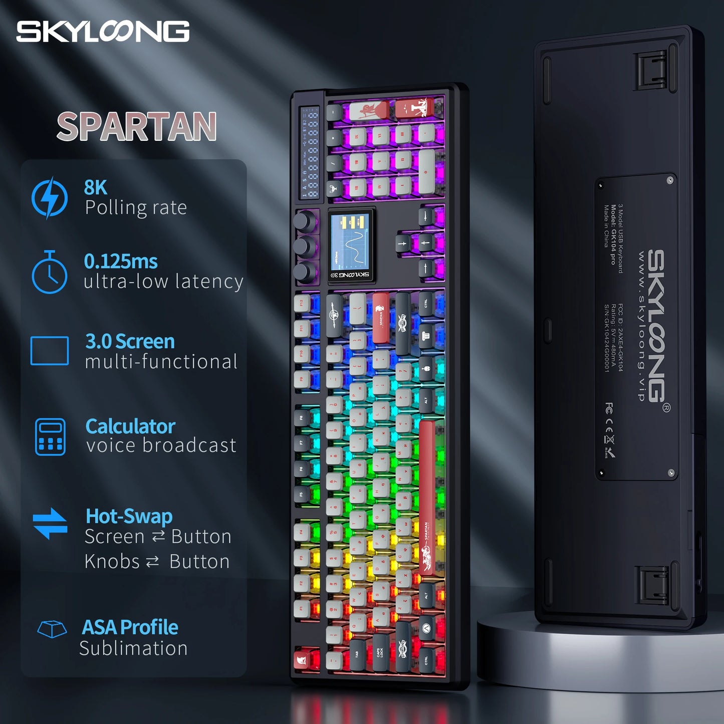 SKYLOONG GK104 Pro Wireless Mechanical Keyboard 100% Custom Keyboard Hot-Swappable Low-noise Switch for PC Gamer Office Accessories