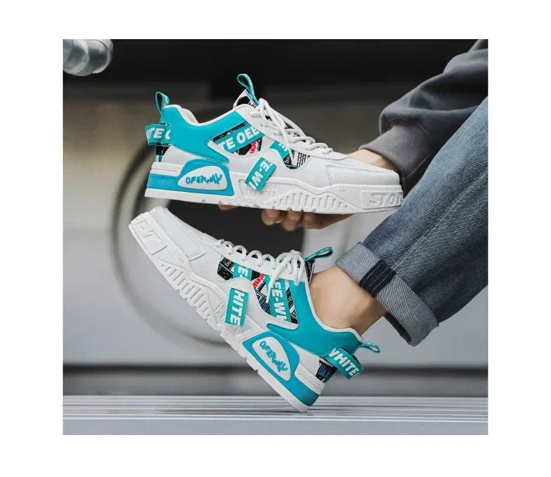 Zapatillas de hombre tipo skate para verano, en cuero, informales y de moda, para exterior, running, deporte, senderismo y tenis, con plataforma, diseño de lujo