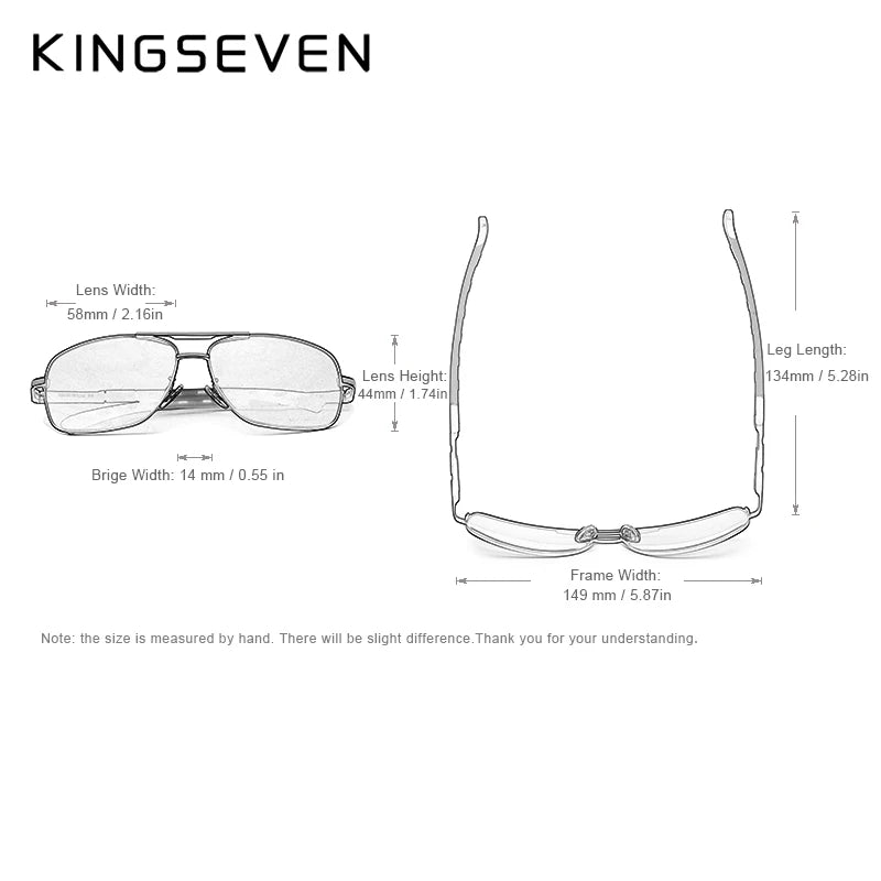 KINGSEVEN 2023 Aluminum Pilot HD Polarized Sunglasses Men Women Fashion Frame Male Sun Glasses For Driving UV400 Mirror