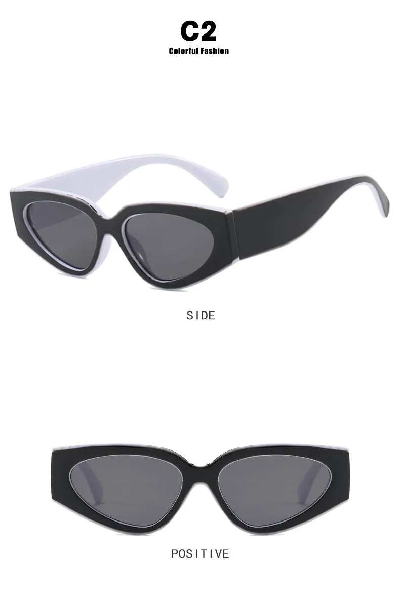 Black White Cat Eye Sunglasses for Women Trendy Vintage Thick Frame Sun Glasses 2025 Classic Shades ladies Goggle