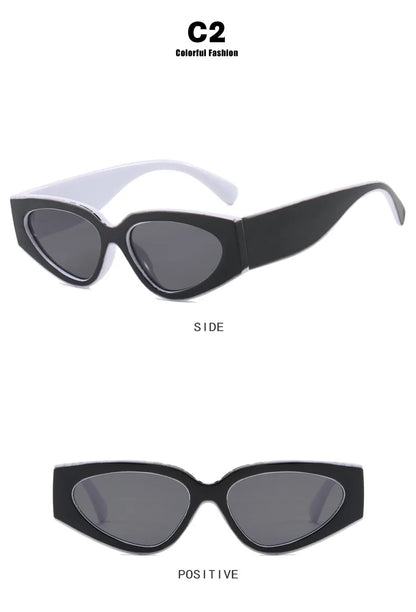 Black White Cat Eye Sunglasses for Women Trendy Vintage Thick Frame Sun Glasses 2025 Classic Shades ladies Goggle