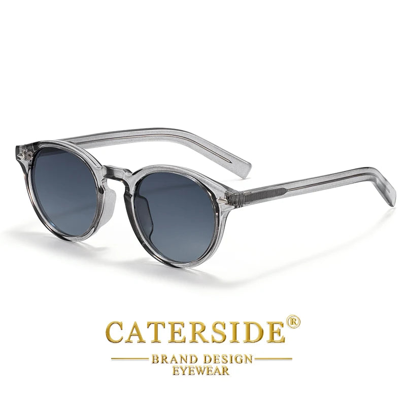 CATERSIDE Fashion Men's Polarized Sunglasses Round Tr-90 Frame TAC Lens Sun Glasses Women's Travel Outdoor Party Glasses