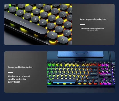 Mechanical Keyboard Gaming Keyboard E-sports Game Office Computer Notebook Desktop Steampunk English USB for Gaming