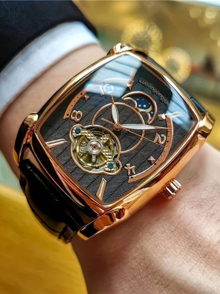 [Luxus-Mechanikuhr mit Tourbillon] Leichte Luxus-Mechanikuhr mit Tourbillon für Herren – Vollautomatisches Spitzenmodell im trendigen „Skelett“-Design, ideal für den Business-Look o