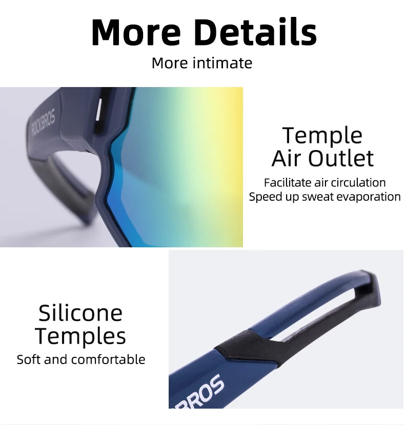 ROCKBROS Polarized Bike Glasses UV400 Sun Protection Cycling Sunglasses Ultralight Large Frame MTB Road Bicycle Eyewear Glasses