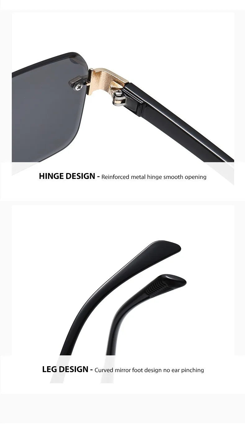 Luxury Rimless Sunglasses, Metal Hinge Exquisite Craftsmanship, Gradient Lenses Sun Protection Sunglasses 823