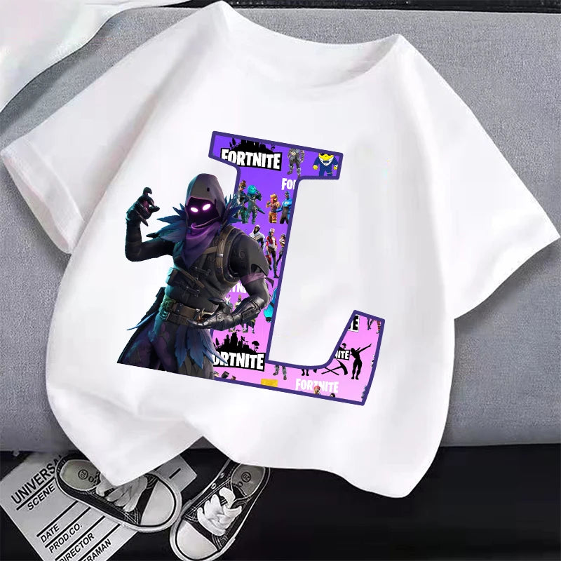 New Fortnites Kids T-shirts Cartoon Letter Graphic T-shirts Boys Girls Summer Casual Sports Short Sleeve Tops Children Clothing