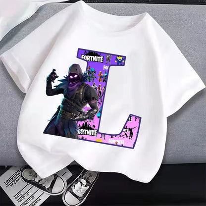 New Fortnites Kids T-shirts Cartoon Letter Graphic T-shirts Boys Girls Summer Casual Sports Short Sleeve Tops Children Clothing
