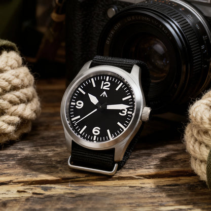Relógio de Quartzo Vintage Militar Militado ML08 V2 com Movimento VH31, Vidro Duplo de Safira, Luminescência C3 BGW-9, Impermeável, 38mm