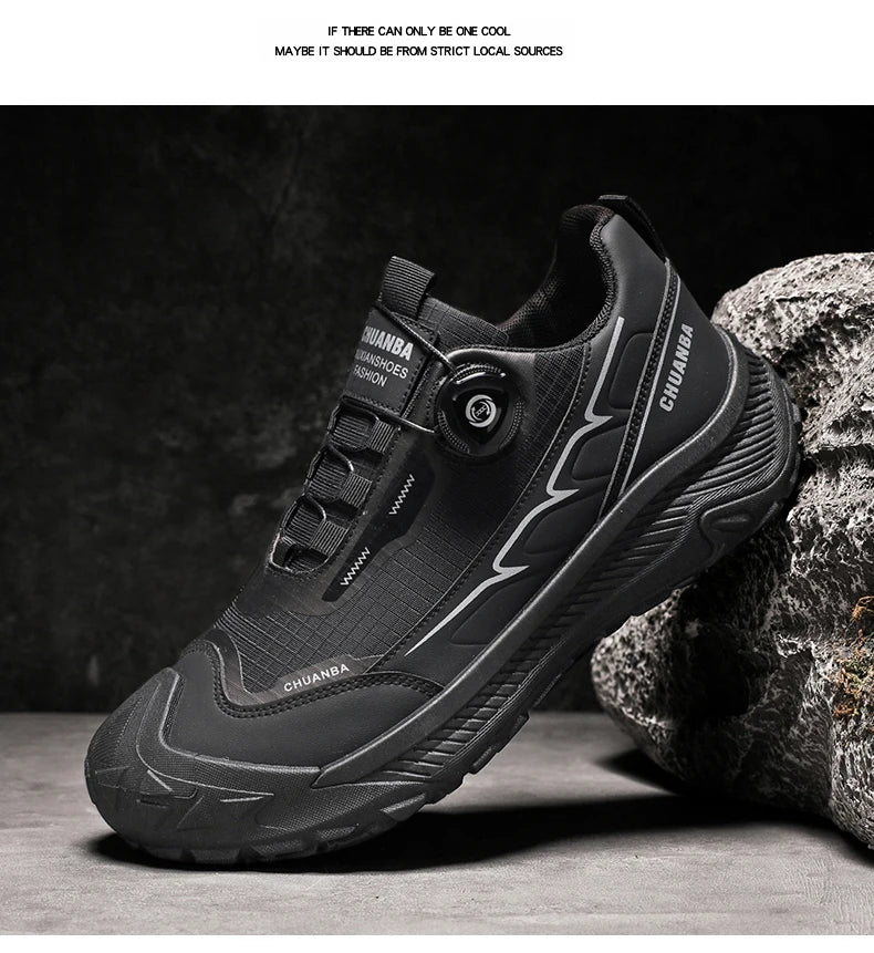 Sneakers da trekking da uomo con fibbia girevole, scarpe da escursionismo con suola spessa per attività all’aperto, scarpe sportive da uomo, comode e antiscivolo, ideali per arrampicata e passeggiate