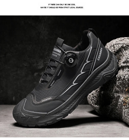 Sneakers da trekking da uomo con fibbia girevole, scarpe da escursionismo con suola spessa per attività all’aperto, scarpe sportive da uomo, comode e antiscivolo, ideali per arrampicata e passeggiate