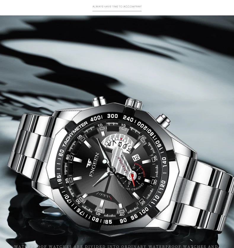 Montre-bracelet pour homme, style militaire, décontracté ou sportif, à quartz, de marque prestigieuse, en acier intégral, étanche