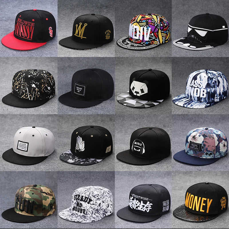 Men's Letter Embroidery Tide All-Match Flat Brim Baseball Cap Ladies Summer Hip-Hop Hat Outdoor Shade Adjustable Peaked Cap
