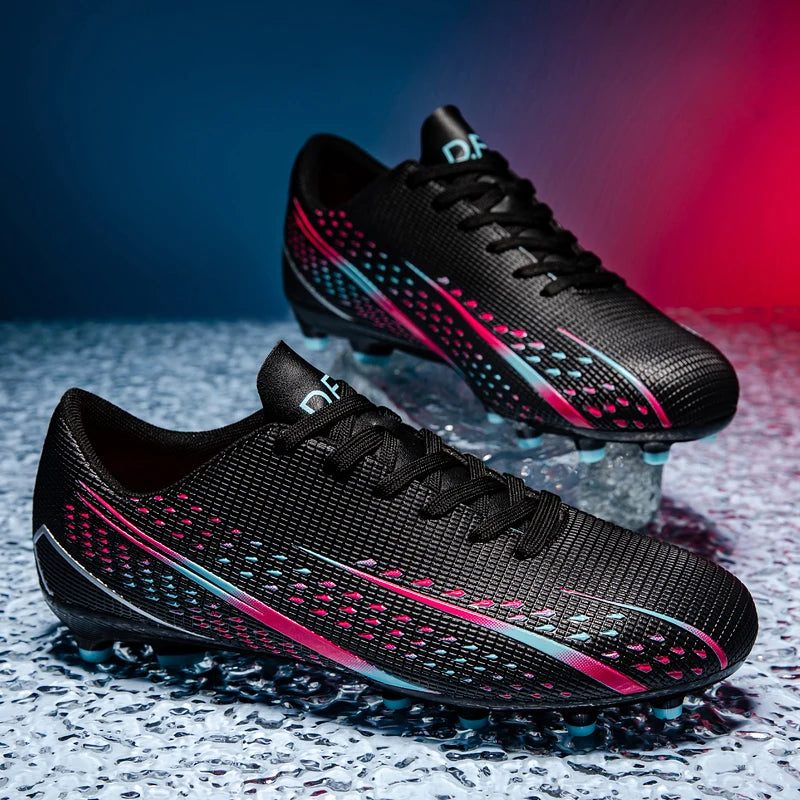 High Top Waterproof Football Boots Men Anti Slip Durable Spikes Design Breathable Lining Outdoor Grass Court Professional Soccer