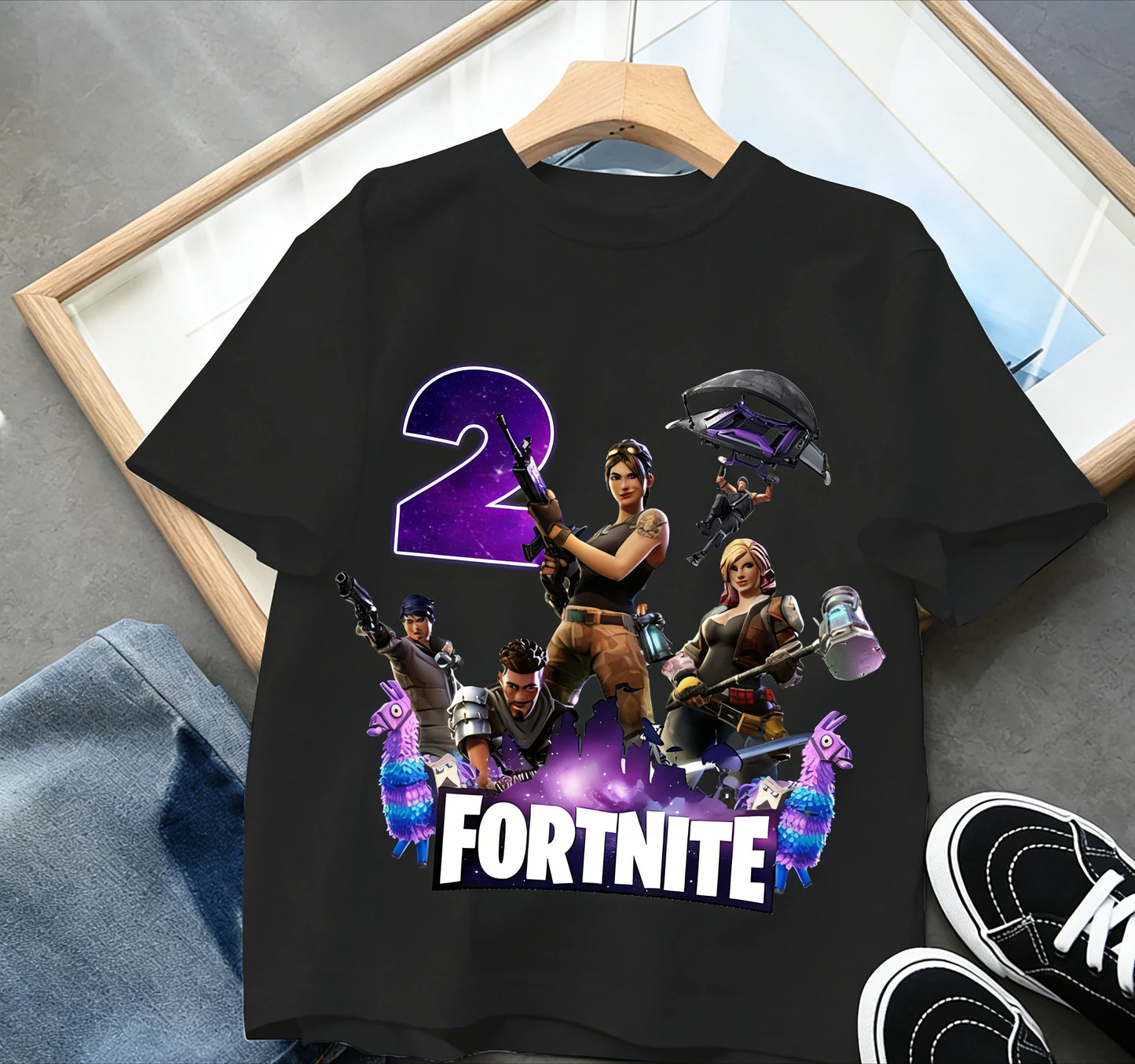 Fortnites Children Birthday Number T Shirt Girls Boys Summer Clothes Baby Cotton Tee Shirts Party Short Sleeve Tops Toddler Gift