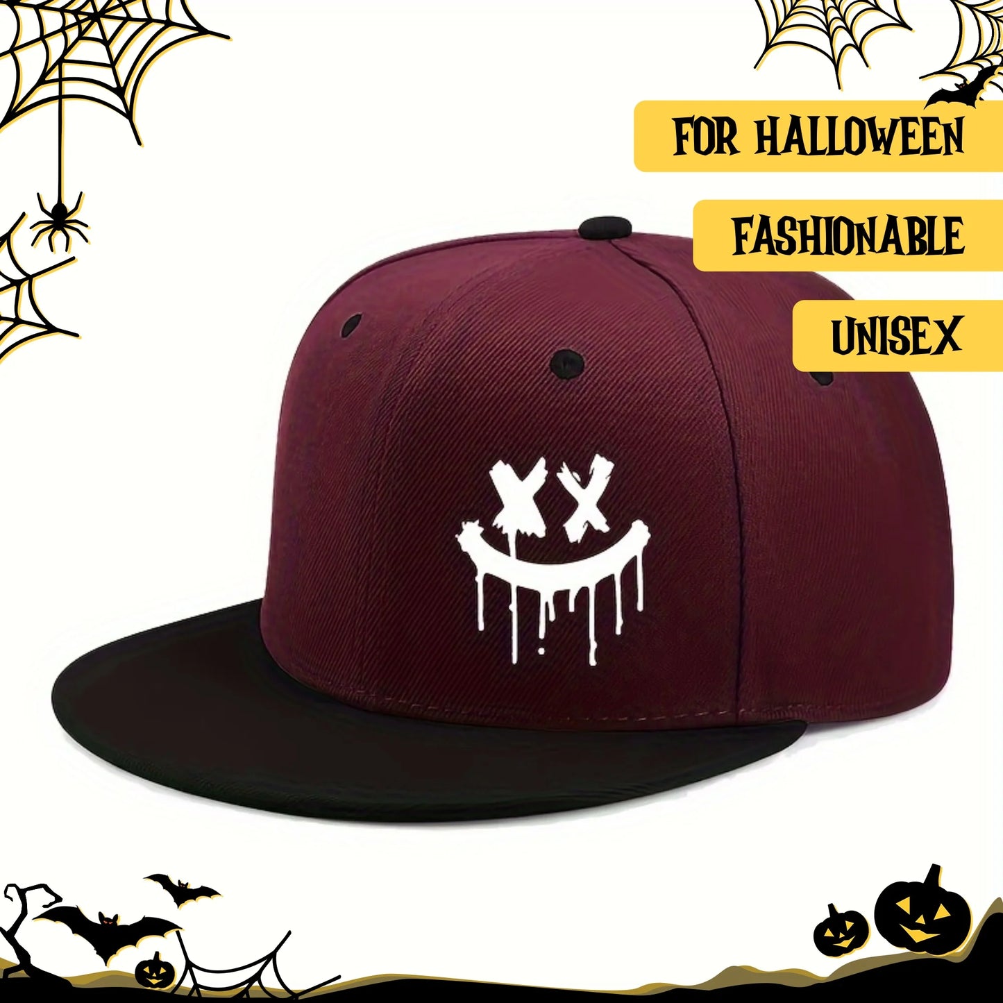 Halloween Themed Outdoor Event Truck Driver Hat Flat Adjustable Brimmed Baseball Caps Unisex Hip-Hop Hats Fashionable Headwear