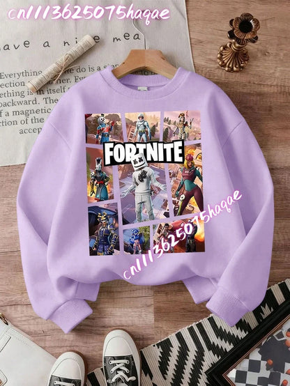 FORTNITED Children Long-sleeved Girls Streetwear Boys Baby Sweatshirt Pullover Sweatshirt Anime Fashion Kid Clothing Tops Gift