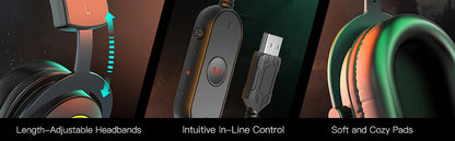Auriculares gaming FIFINE RGB con micrófono – auriculares con cable circumaurales con sonido envolvente 7.1 para PC, PS4 y PS5 con 3 modos de ecualización