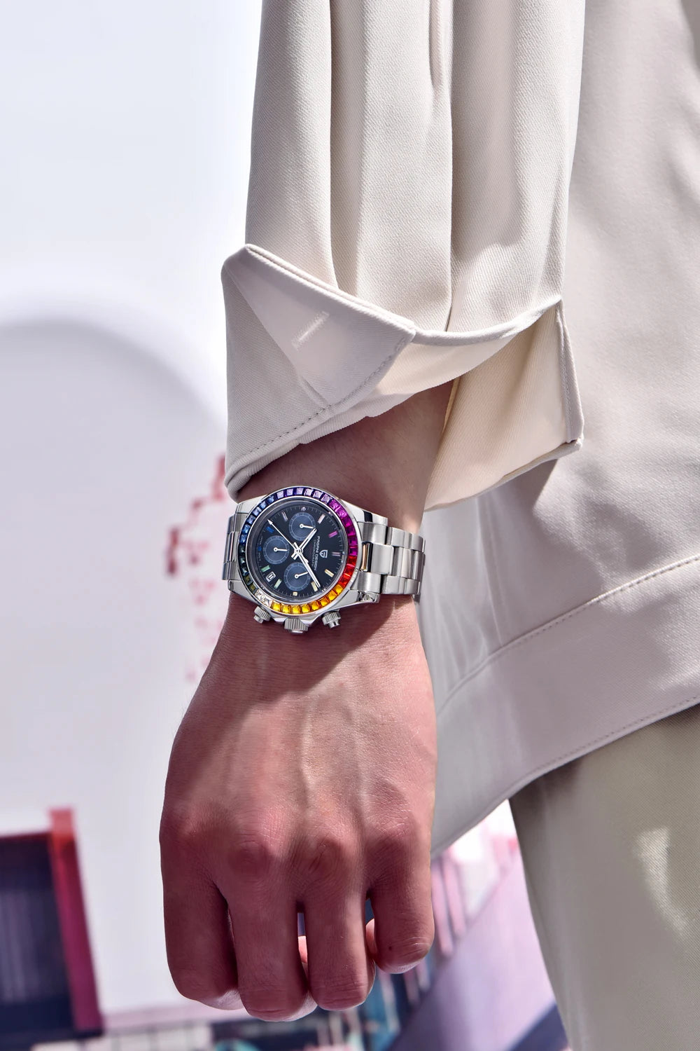Montre pour homme PAGANI DESIGN – Modèle à cadrans colorés, montre-bracelet à quartz de luxe, chronographe équipé d'un mouvement