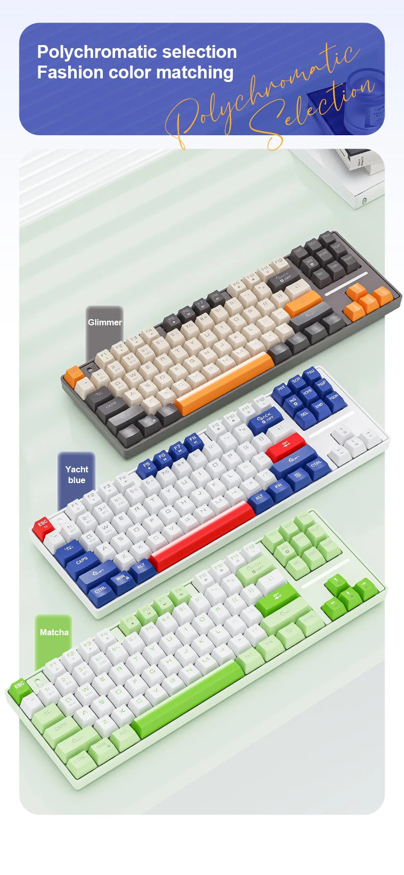 Teclado mecánico inalámbrico Bluetooth SMAILWOLF MK87 para gaming e-sports, teclas completas, hot-swap, teclado personalizable
