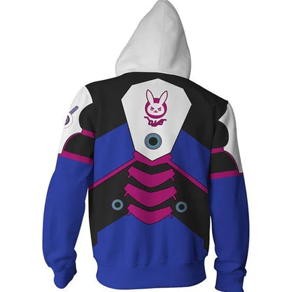 Sweatshirt com Capuz de Anime e Gaming com Impressão 3D Overwatches DVA DJ, Fato de Cosplay, Casaco com Capuz para Mulher, Homem e Casal, Top de Vestuário
