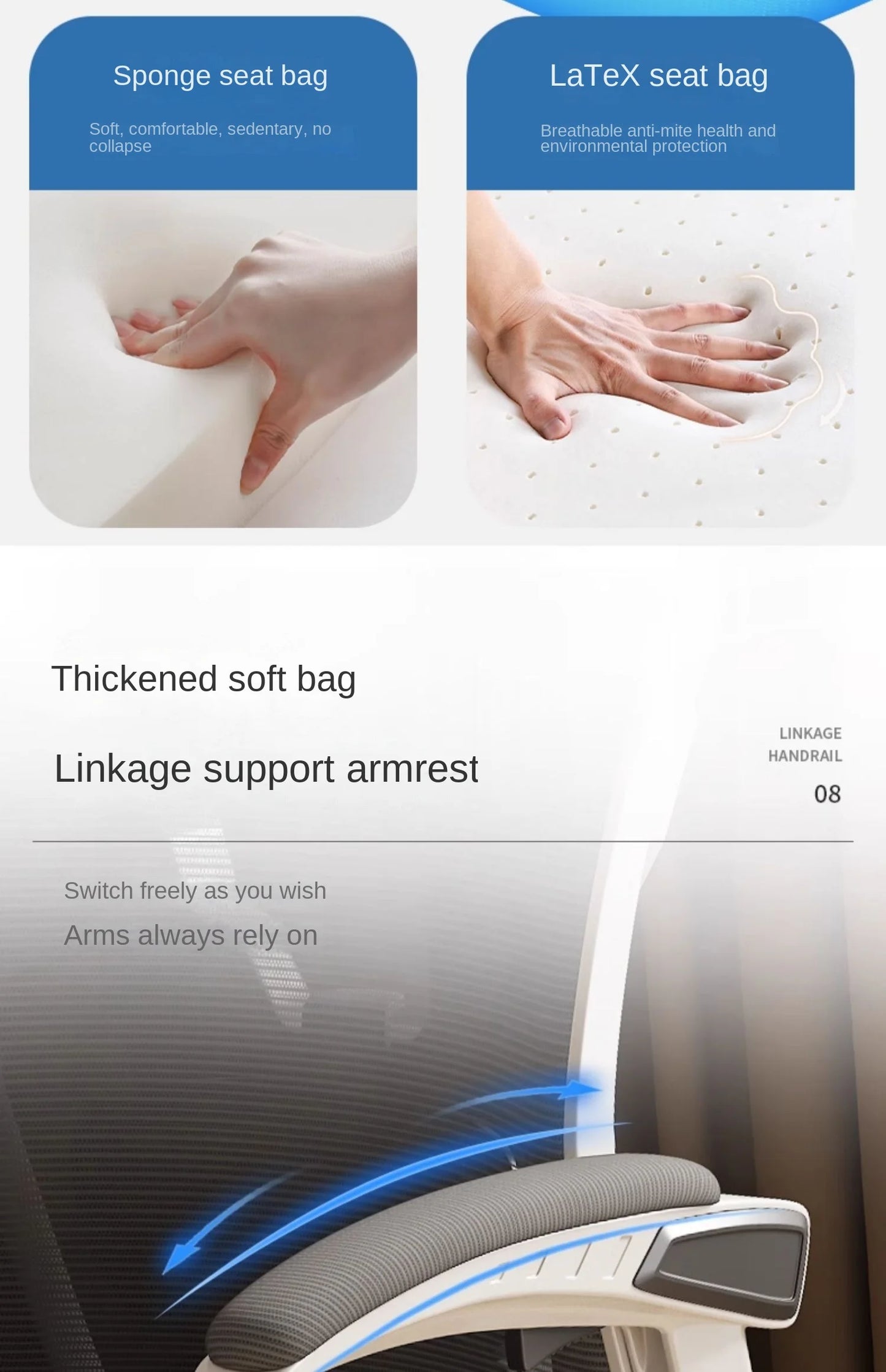 Ergonomic Reclining Seat, Comfortable Office Chair, Household Computer Chair, Student Dormitory, Gaming Chair with  Footrest
