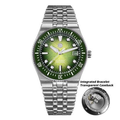 Relógio de mergulho de luxo para homem San Martin 40mm Miyota 9015, mostrador em esmalte sunburst, relógio de pulso mecânico automático, resistente à água 200m, SN0148