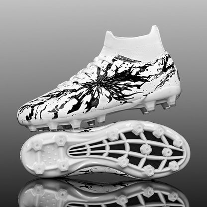 Chaussures de football pour adultes AG FG pour terrain ferme, crampons flexibles en PU à haute traction pour hommes, pour les matchs de football en extérieur et l'entraînement.