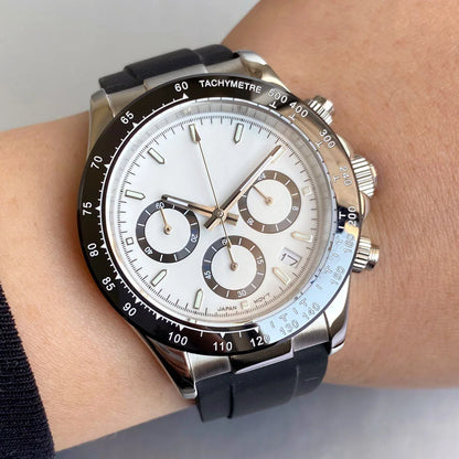 Orologio da uomo Luxury VK63 con movimento al quarzo, cronografo business 39mm in acciaio/oro rosa, datario e quadrante luminoso