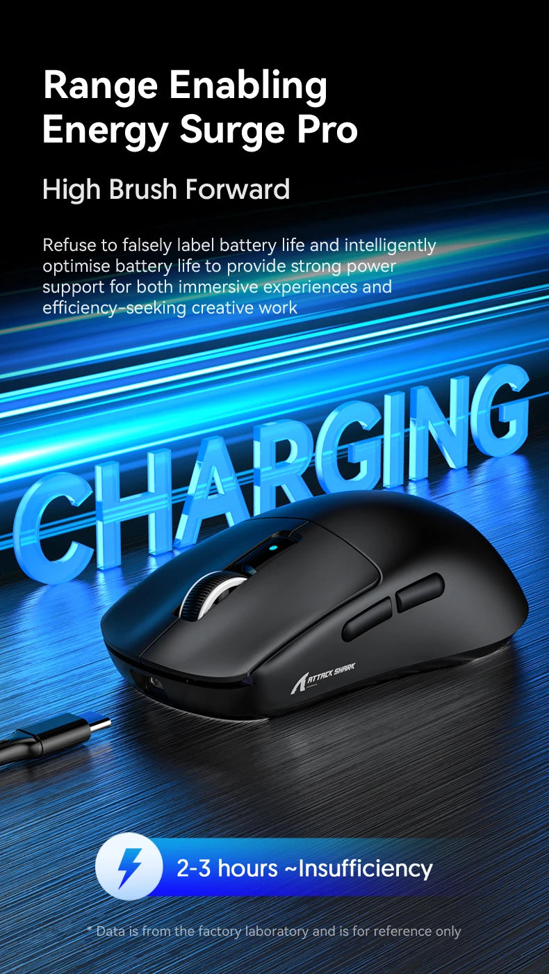 ATTACK SHARK R6 PAW3950MAX Wireless Gaming Mouse, 8Khz Polling, Ultralight 39g, Nordic 52840 MCU, Omron Optical Microswitches