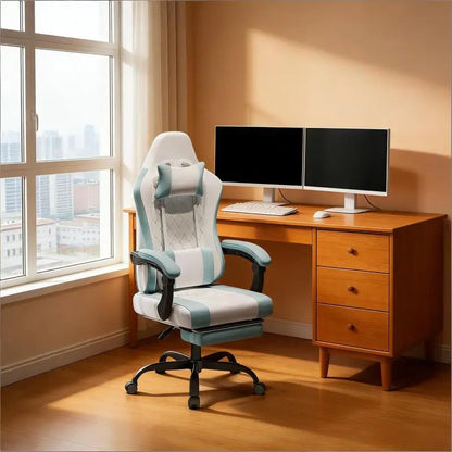Gaming chairs, office chairs, desk chairs, and swivel chairs. Made with breathable fabric, equipped with 360° swivel casters and seats for easy movement, and featuring soft and comfortable cushions.