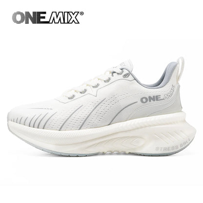 Zapatillas de running ONEMIX White Road para hombre con amortiguación de aire, deportivas de exterior, zapatillas de entrenamiento masculinas de verano para jogging, calzado para mujer