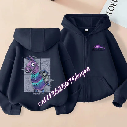 Autumn New Fortnites Children Hoodies Coat Cartoon Game Character Printed Zip Up Hoodie Child Jacket Winter Kids Boys Clothes