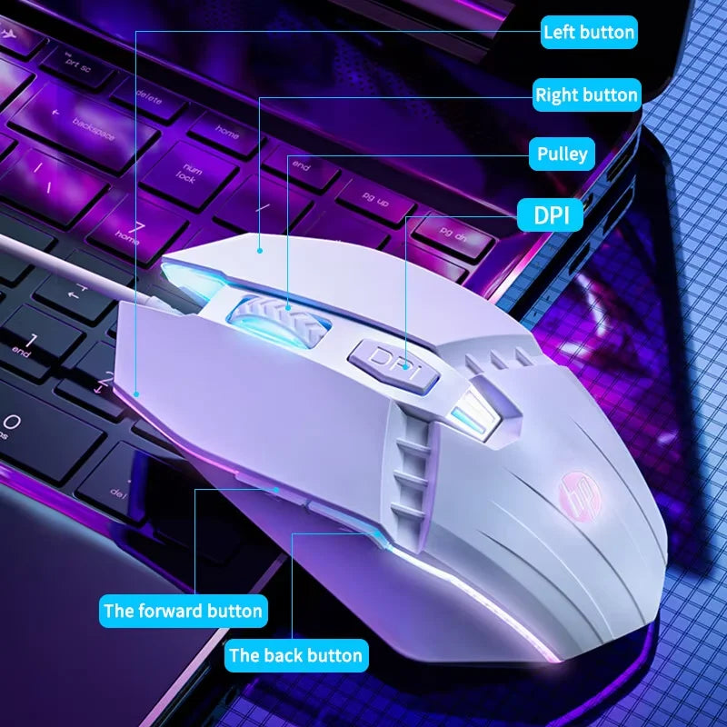 Ratón gaming HP M1 con cable, iluminación blanca, USB, para eSports, gaming, oficina, PC de sobremesa y portátil