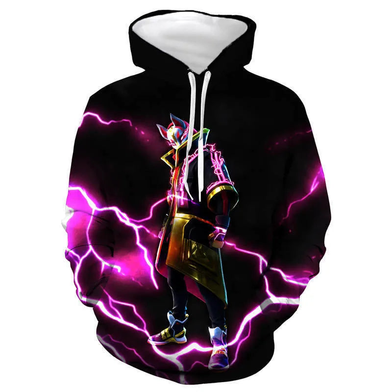 Children's Fortnite 2024 Sweatshirt, 3D Digital Printed Hoodie, Men's and Women's Pullover Jacket, Long Sleeve Children's Gift