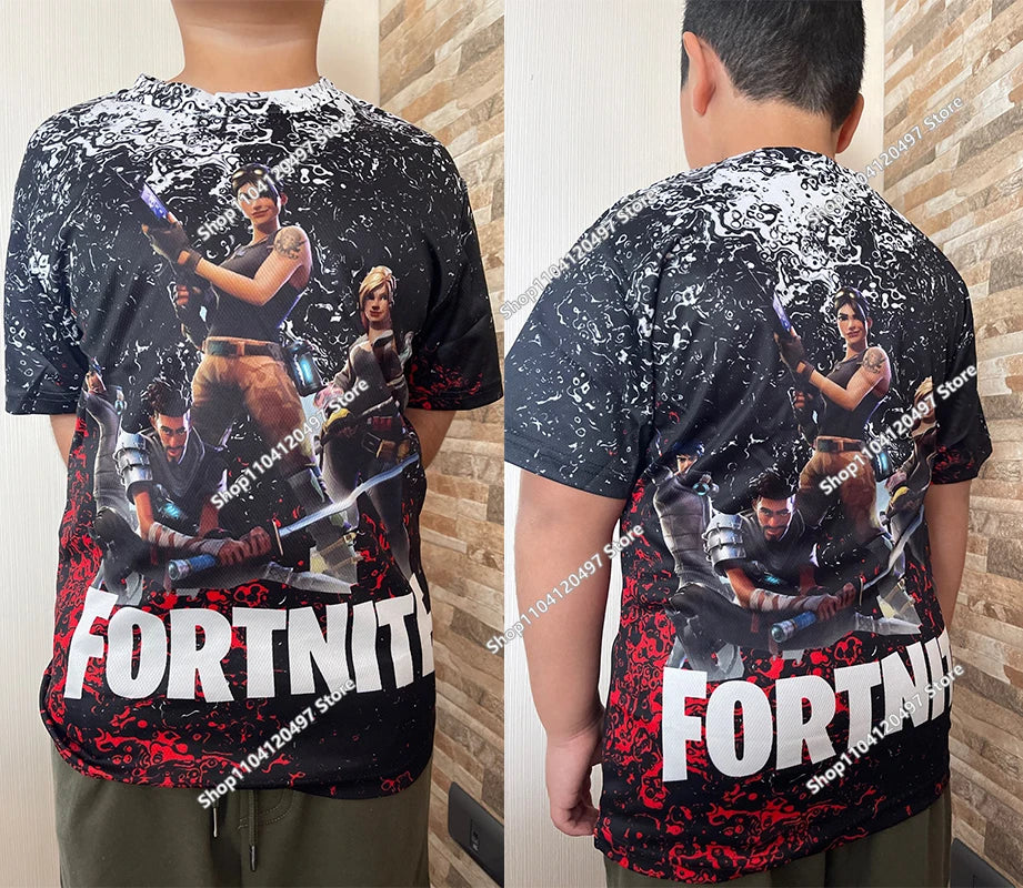 T-shirt estiva Fortnite per adulti e bambini con stampa digitale 3D, vestibilità ampia, taglie grandi, maniche corte