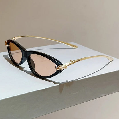 vintage small cat eye sunglasses for women new fashion beige gradient alloy sun glasses ladies elegant driving shades uv400