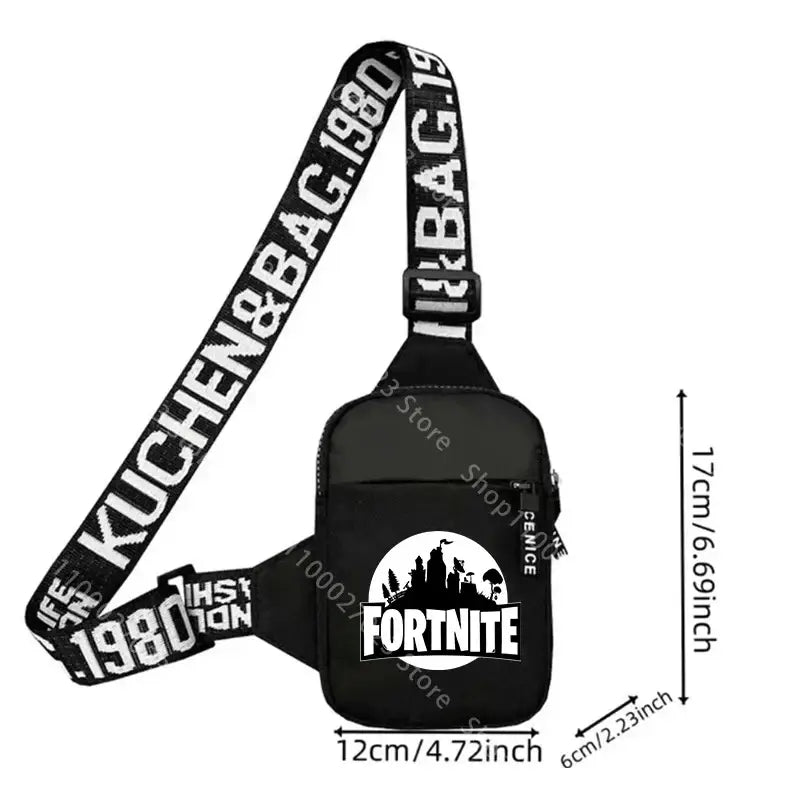 Bolso bandolera para adulto Fortnites, deportivo y casual, ligero, mini bolso para teléfono con estampado de figura de juego de dibujos animados, bolso cruzado de pecho para hombre, regalo