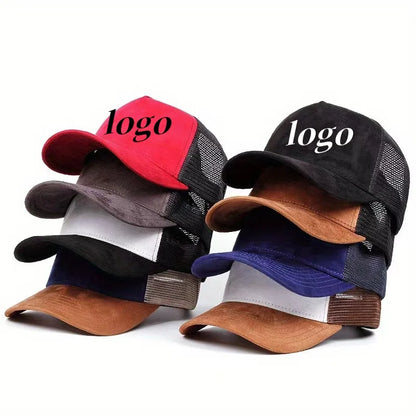 2025 Unisex 5-Panel Mesh Suede Trucker Hat Custom Print Logo Men’s Baseball Cap Spring Summer Breathable Sports Hats Women Gorros