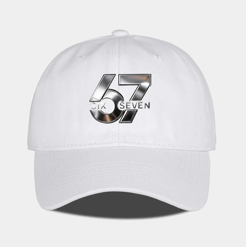 Metallic Number 67 "Six Seven" Print Baseball Cap Adjustable Unisex Streetwear Sun Hat